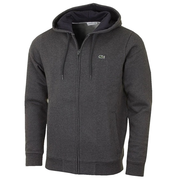 Lacoste Full Zip Long Sleeve Hoody in Dark Cosmos Gray, size L - Picture 1 of 9